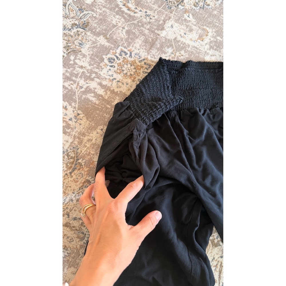 Hatch Black Smocked Waist Harem Pants Maternity Joggers Pockets Size 1 Small - Picture 4 of 6